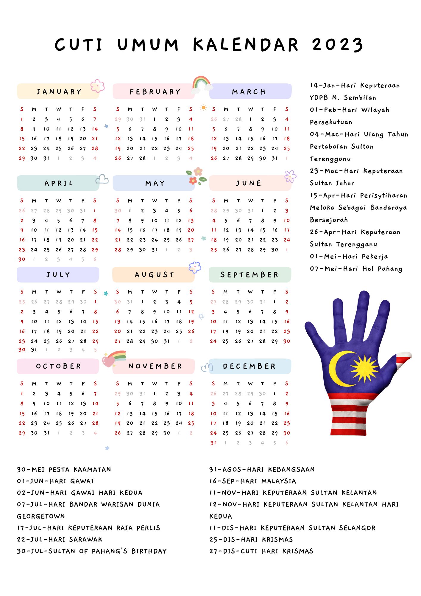 Calendar 2024 Sabah Malaysia Public Holiday Cammy Abigale